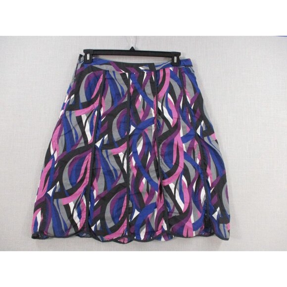 Mix Nouveau Womens Multicolor Abstract Skirt Scallop hem Size L - Picture 6 of 8